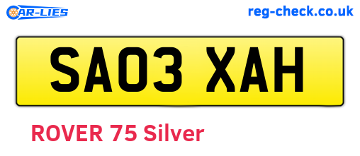 SA03XAH are the vehicle registration plates.