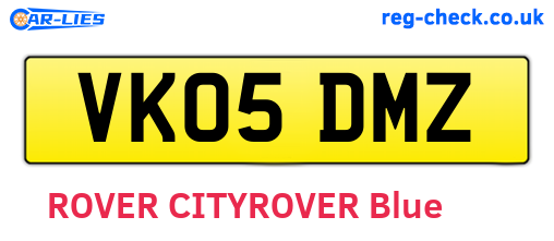 VK05DMZ are the vehicle registration plates.