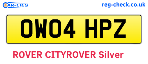 OW04HPZ are the vehicle registration plates.