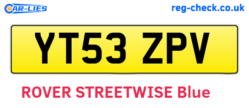 YT53ZPV are the vehicle registration plates.
