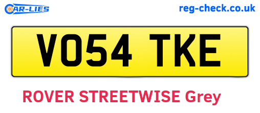 VO54TKE are the vehicle registration plates.