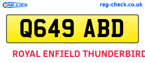 Q649ABD are the vehicle registration plates.