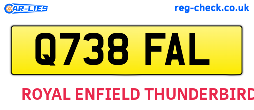 Q738FAL are the vehicle registration plates.