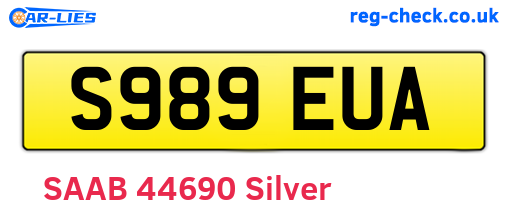 S989EUA are the vehicle registration plates.