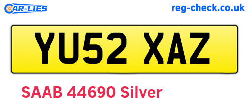 YU52XAZ are the vehicle registration plates.