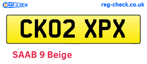 CK02XPX are the vehicle registration plates.