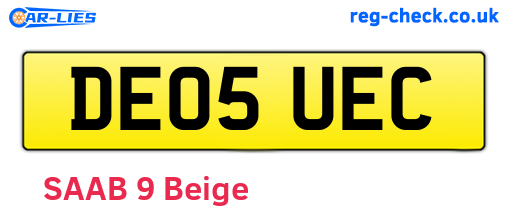 DE05UEC are the vehicle registration plates.