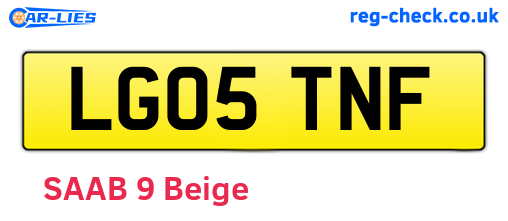 LG05TNF are the vehicle registration plates.