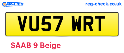 VU57WRT are the vehicle registration plates.