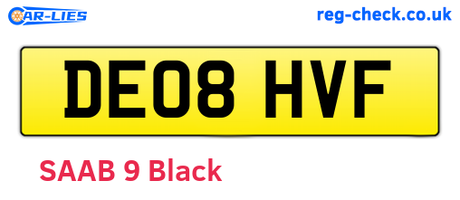 DE08HVF are the vehicle registration plates.
