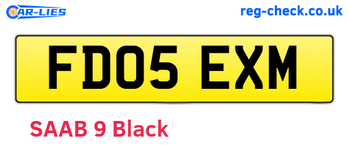 FD05EXM are the vehicle registration plates.