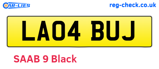LA04BUJ are the vehicle registration plates.