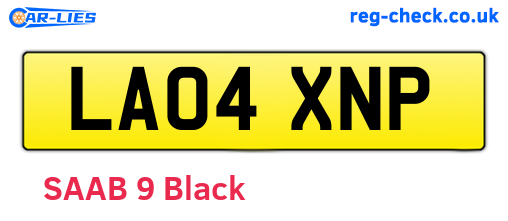 LA04XNP are the vehicle registration plates.