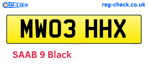 MW03HHX are the vehicle registration plates.