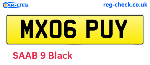 MX06PUY are the vehicle registration plates.