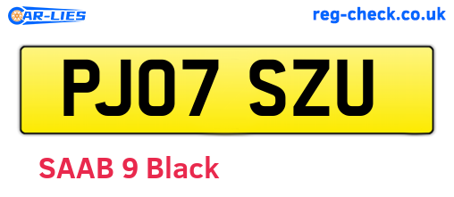 PJ07SZU are the vehicle registration plates.