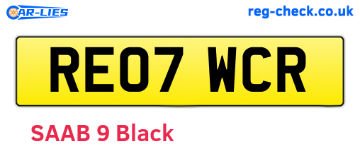 RE07WCR are the vehicle registration plates.