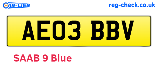 AE03BBV are the vehicle registration plates.