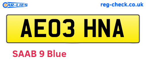 AE03HNA are the vehicle registration plates.