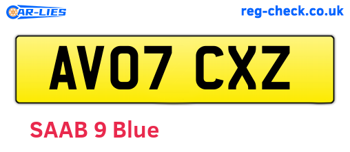 AV07CXZ are the vehicle registration plates.
