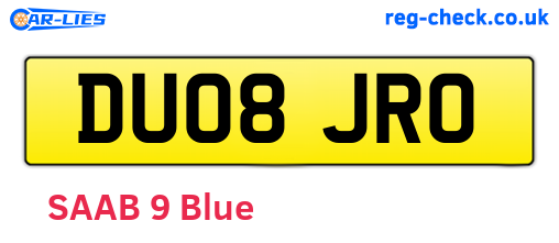 DU08JRO are the vehicle registration plates.