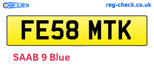 FE58MTK are the vehicle registration plates.