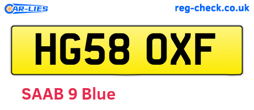 HG58OXF are the vehicle registration plates.