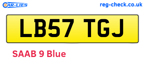 LB57TGJ are the vehicle registration plates.