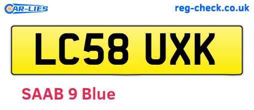 LC58UXK are the vehicle registration plates.