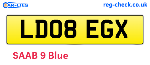 LD08EGX are the vehicle registration plates.