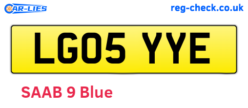 LG05YYE are the vehicle registration plates.