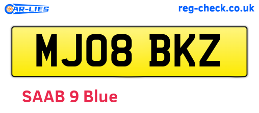 MJ08BKZ are the vehicle registration plates.