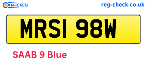 MRS198W are the vehicle registration plates.