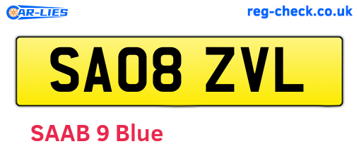 SA08ZVL are the vehicle registration plates.