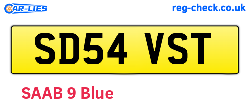 SD54VST are the vehicle registration plates.