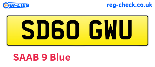 SD60GWU are the vehicle registration plates.