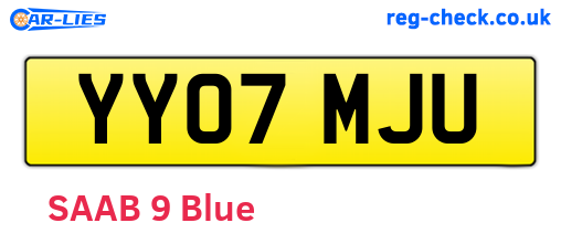YY07MJU are the vehicle registration plates.