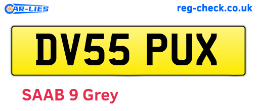 DV55PUX are the vehicle registration plates.