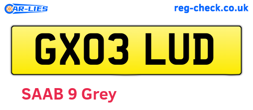 GX03LUD are the vehicle registration plates.