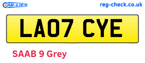 LA07CYE are the vehicle registration plates.