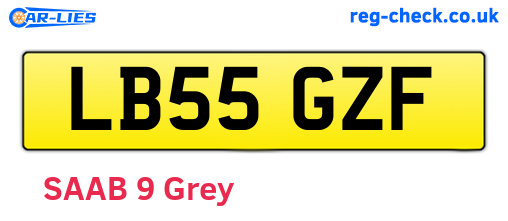 LB55GZF are the vehicle registration plates.