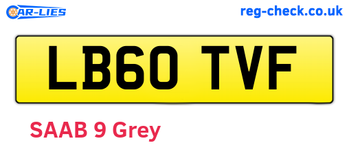 LB60TVF are the vehicle registration plates.