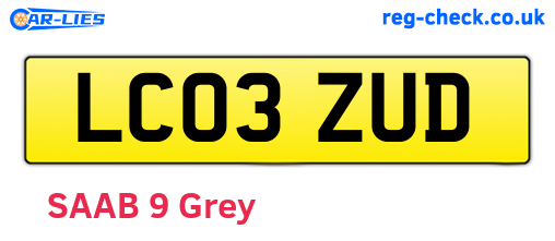 LC03ZUD are the vehicle registration plates.