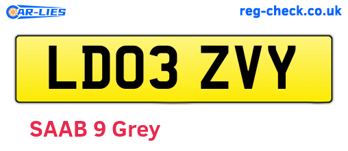 LD03ZVY are the vehicle registration plates.