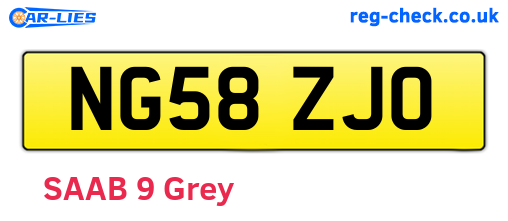 NG58ZJO are the vehicle registration plates.
