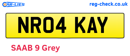 NR04KAY are the vehicle registration plates.