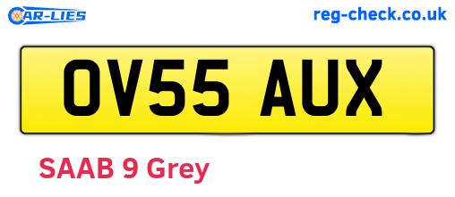OV55AUX are the vehicle registration plates.