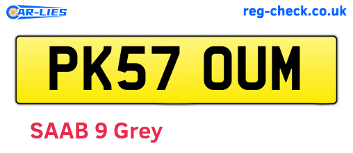 PK57OUM are the vehicle registration plates.