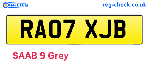 RA07XJB are the vehicle registration plates.