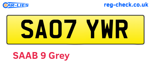 SA07YWR are the vehicle registration plates.